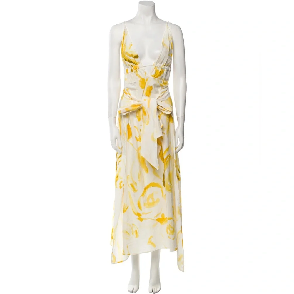 Cult Gaia Chelsea Plunge-Neck Midi Dress In White Silk - Picture 6 of 13